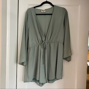 Show Me Your Mumu sage green tie waste romper